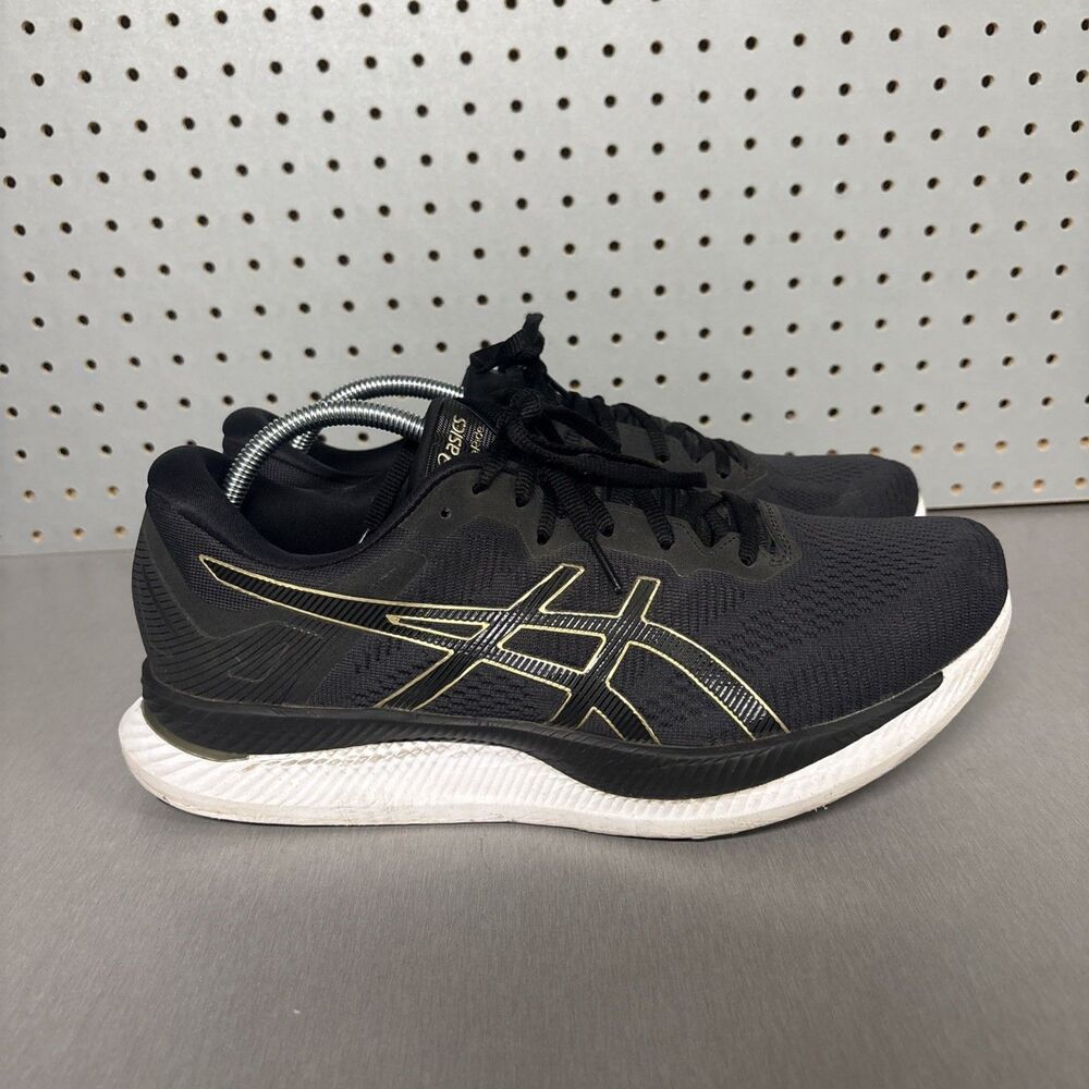 Asics GlideRide Shoes Mens Sz 11 Black Gold Lightweight Running 1011A817 Sneaker